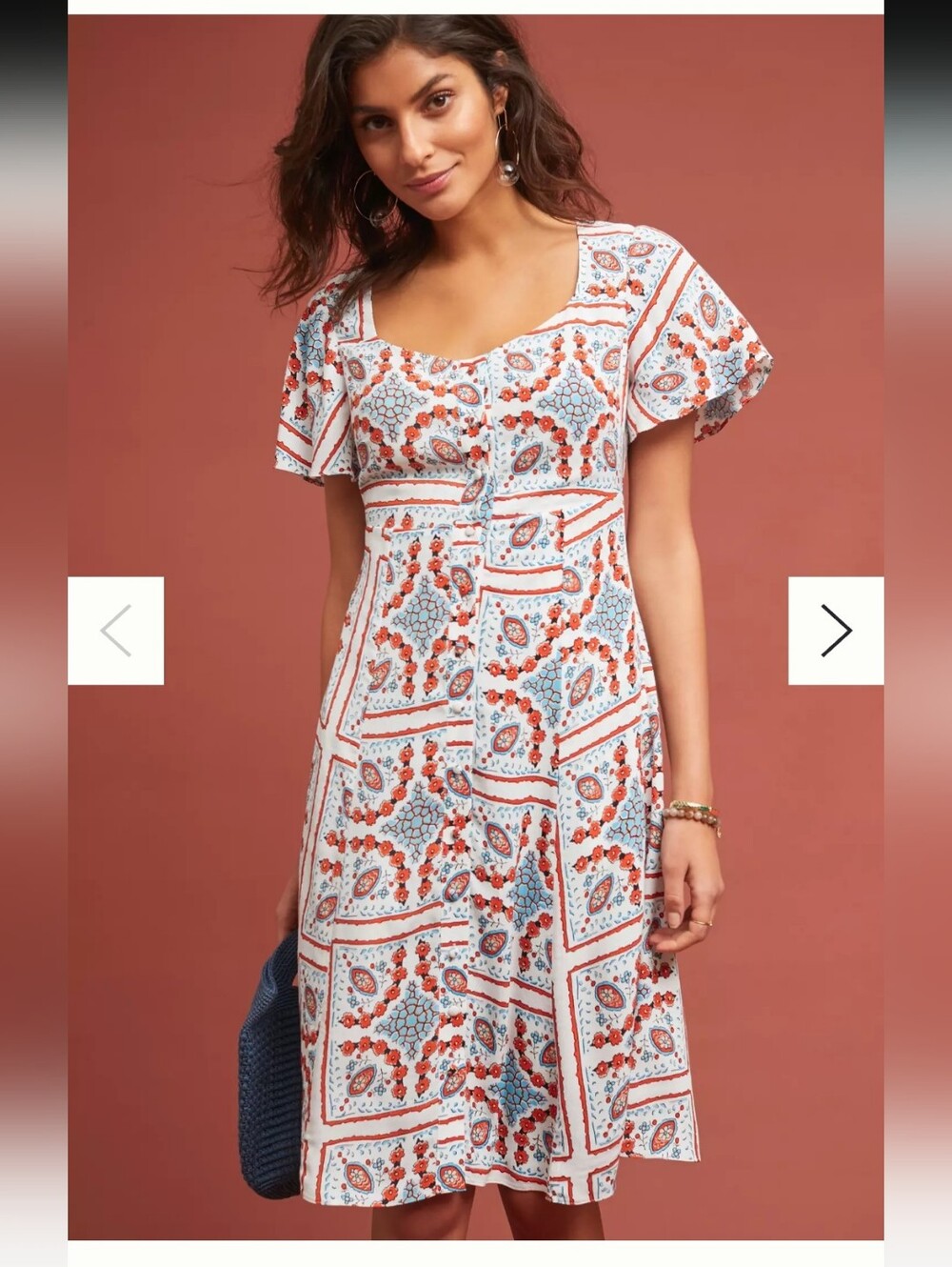Maeve Women’s White Floral Button-Front Dress